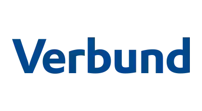 Das VERBUND-Logo ist ein einfacher Schriftzug in dunklem blau.